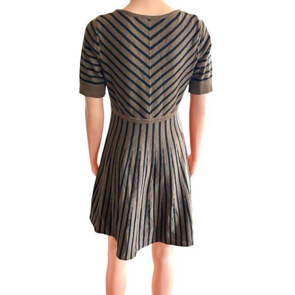 Boden Size 10 Petite Brown Striped Wool Cotton Knit Sweater Dress - Picture 7 of 7
